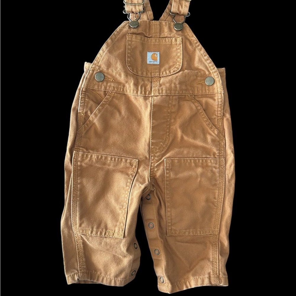 Carhartt Baby Infant Boys 6M 6 Month Canvas Double Knee Bibs Overalls Brown